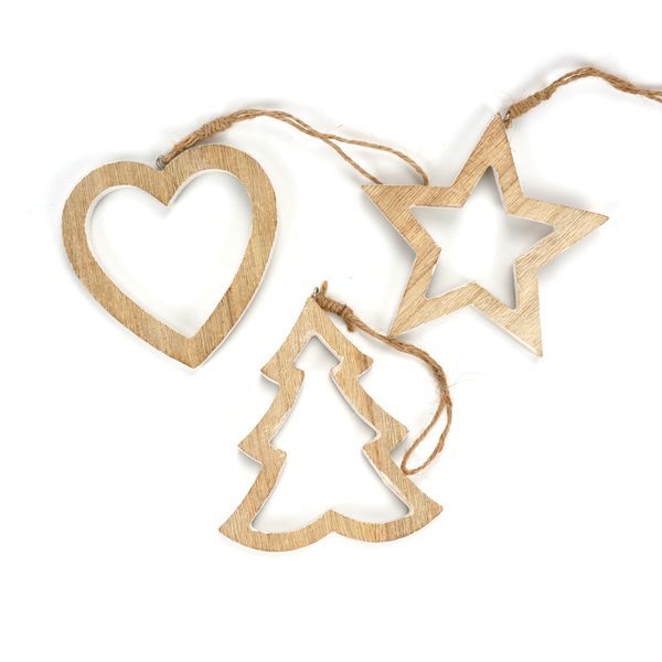 

christmas decoration 3pcs white wooden star heart tree christmas tree pendants ornaments for xmas decoration party kids gifts