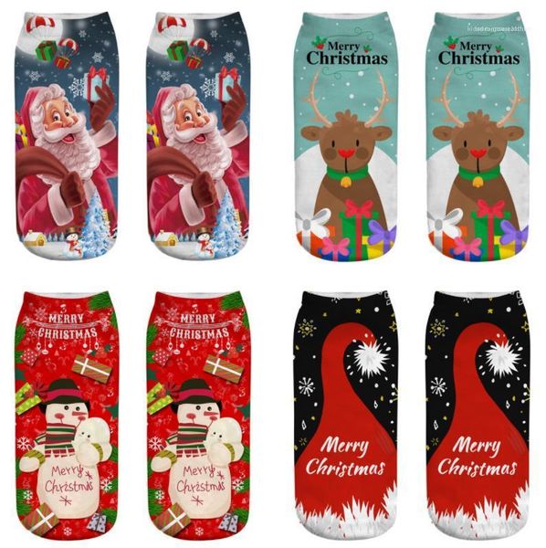 

merry christmas socks spring autumn winter men women 3d printed xmas designer socks, Black