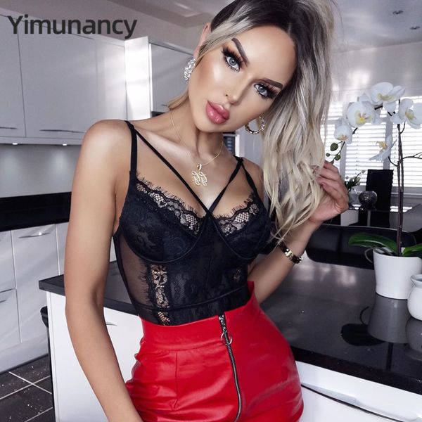 

floral lace bodysuit women bandage bodysuit ladies 2020 mesh summer overalls, Black;white