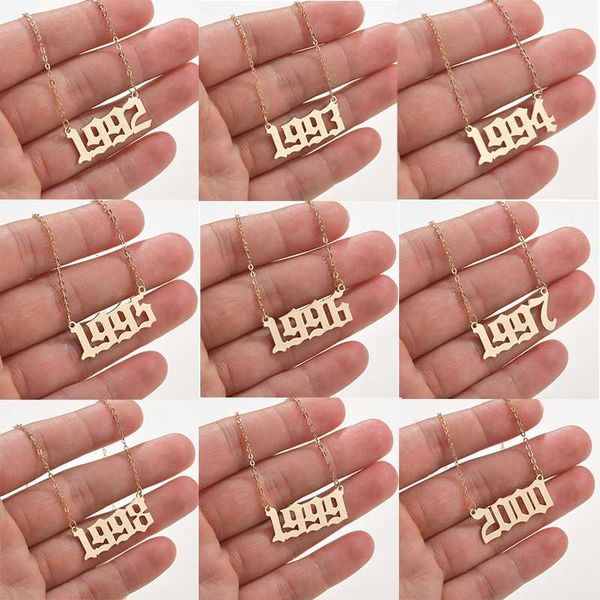 

special commemorating year number stainless steel necklace for women man from 1980 to 2000 birthday gift for women, Silver