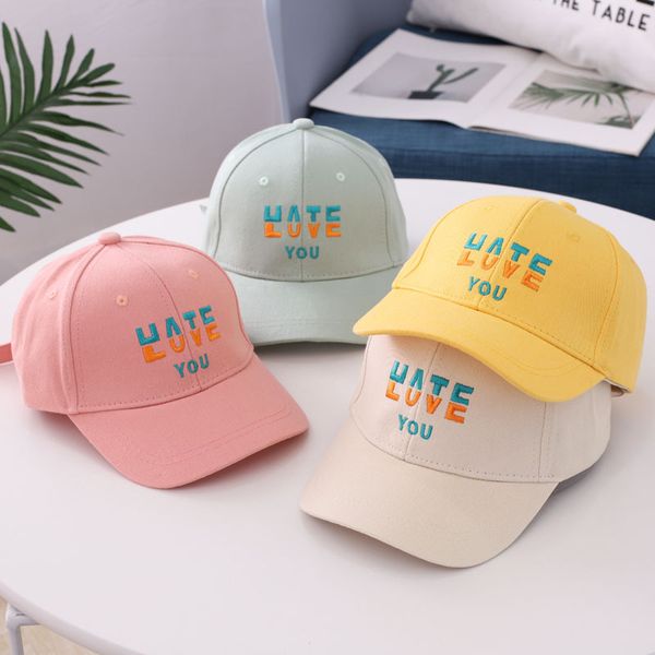 

caps & hats 2021 children's hat embroidery english baseball cap korean baby spring and summer boys girls sun snapback, Yellow