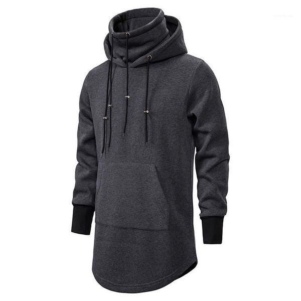 

two pieces casual sweatshirts fashion autumn long sleeve hoodies mens casual pullover turtleneck hooded fake, Black