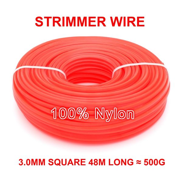 

square strimmer wire 3.0mm diameter 48m long for grass trimmer head