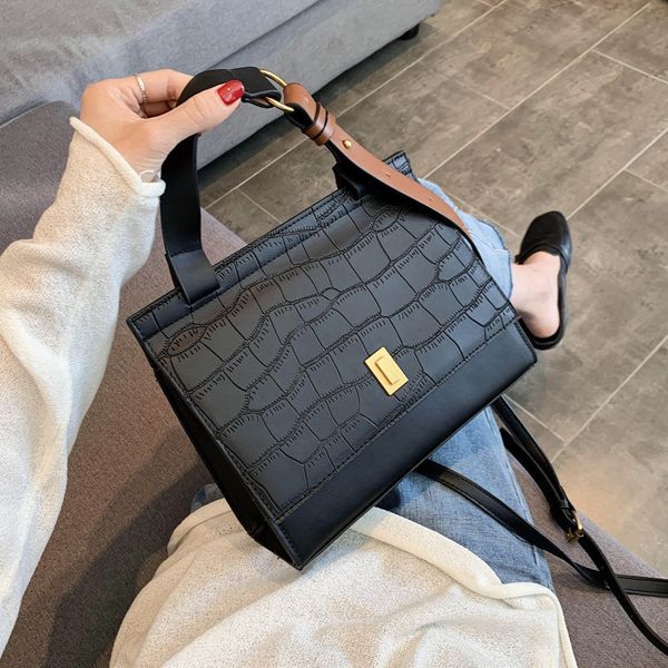 

stone pattern women shoulder bag pu leather ladies purses and handbags sac bandouliere femme solid color crossbody bag