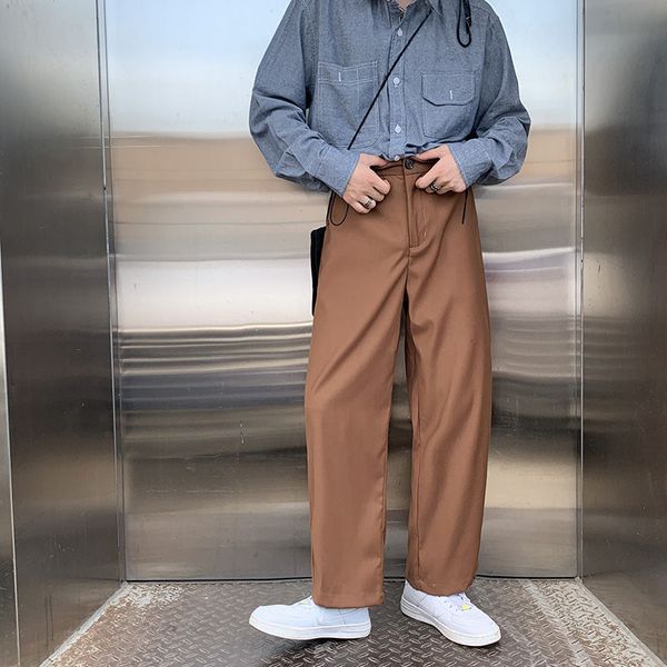 

autumn korean style suit pants men's slim fashion business casual dress pants men streetwear straight suit mens trousers, White;black