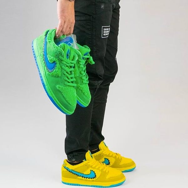 

nike sb dunk low х grateful dead bears желтый зеленый черный средний браун скейт обувь мальчик девочка симпатичные кроссовки мужские мода ди, Black
