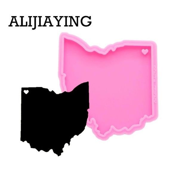 

0220 glitter states ohio map mold diy keychain silicone molds craft keyring pendant jewelry keychains mould