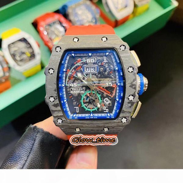 

edition rm11-04 big date skeleton dial ntpt carbon fiber case miyota automatic rm 11-04 mens watch rubber strap designer luxry watches, Slivery;brown