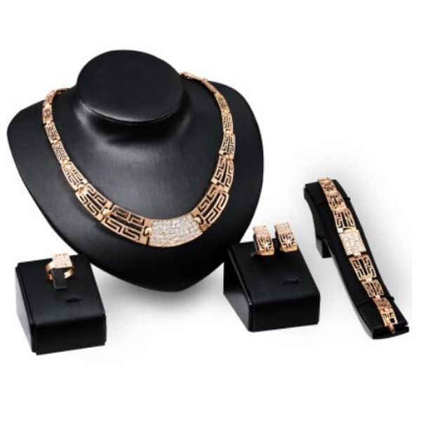 

jewelry jewelry set for wedding jewelry 18k gold color necklace bracelets earrings rings for women fashion, Slivery;golden