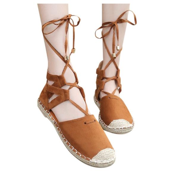 

sagace summer vintage ladies flat sandals straw woven linen strap roman sandals for women light and comfortable, Black