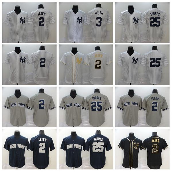 

2020 men baseball 25 gleyber torres jersey 2 derek jeter 3 babe ruth flexbase cool base pinstripe white navy blue black stitched quality