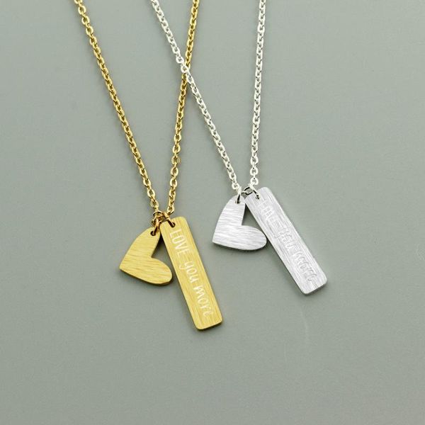 

gorgeous tale tiny love you more necklace stainless steel jewelry love heart bar pendant necklace women fashion collares mujer, Silver