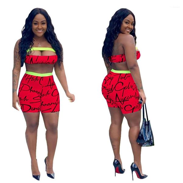 

clothing woman two piece outfit summer letter print bra shorts 2pcs set slim designer female, Gray