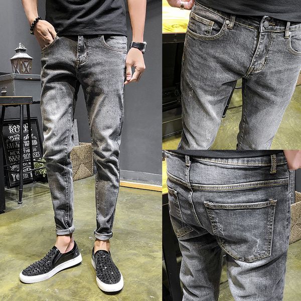 

2020 summer new korean version of the trend original simple wild feet men's pocket casual jeans s-2xl hip hop streetwear, Blue