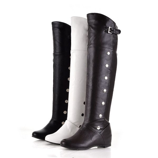 

2020 new shoes women boots black white height increasing knee-high boots keep warm female winter lady thigh high