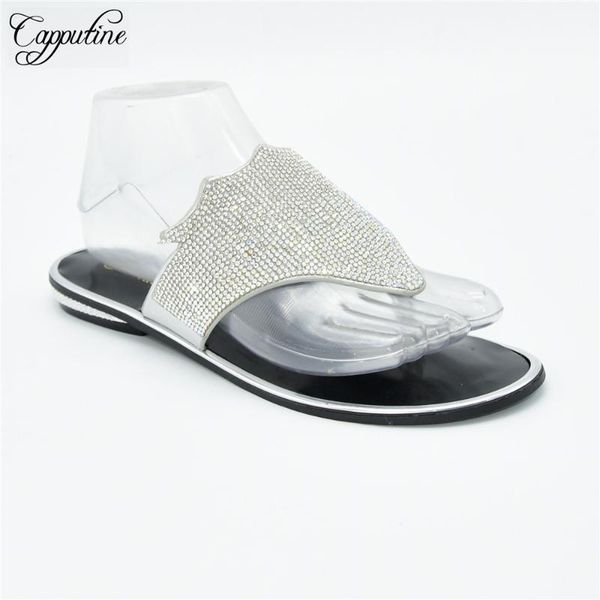 

silver casual design african lower heel slippers fashion shoes with rhinestones 88-24,heel height 2cm, Black