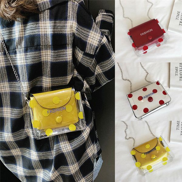 

new women transparent bag clear pvc jelly chain bag tote crossbody shoulder bags