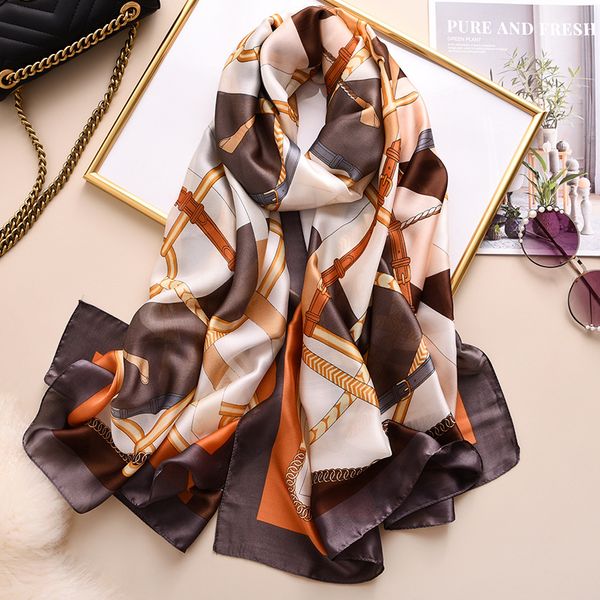 

new brand silk scarf women 2020 spring shawl and wrap luxury designer foulard large winter neck scarves hijab femme, Blue;gray