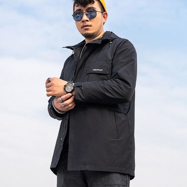 

men's jackets jacket men winter hooded windbreaker casual solid color loose long thick brand coat, Black;brown