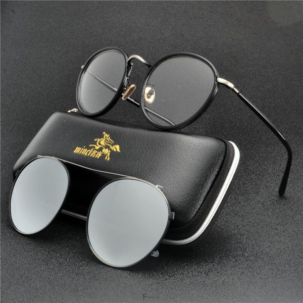 

2020 quality women men set mirror metal round optical myopia glasses frame oversized round women polarized sunglasses clip nx, White;black
