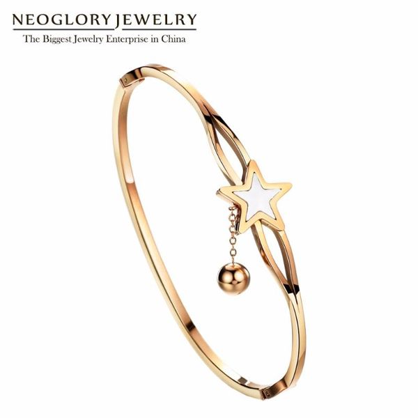 

neoglory stainless steel star bracelet rose gold color bangles & bracelets for women jewelry brand jewelry graduation gift, Black