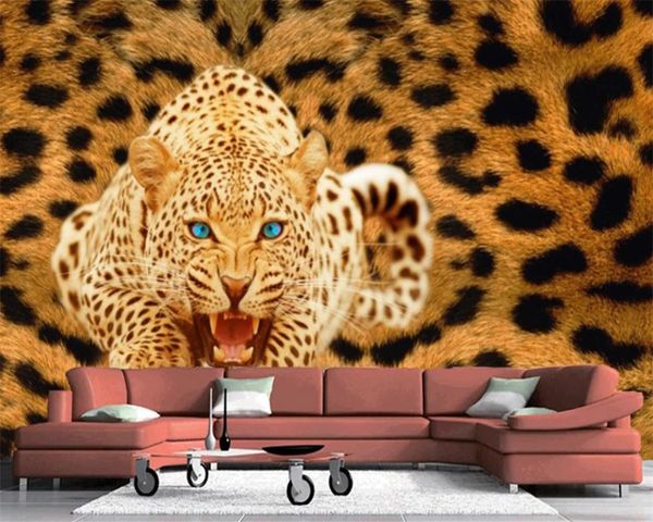 3D Обои животных Обои Real Leopard Print Cheetah Личность Creative Фон Стена Цифровая Печать HD Декоративные 3D Росписи