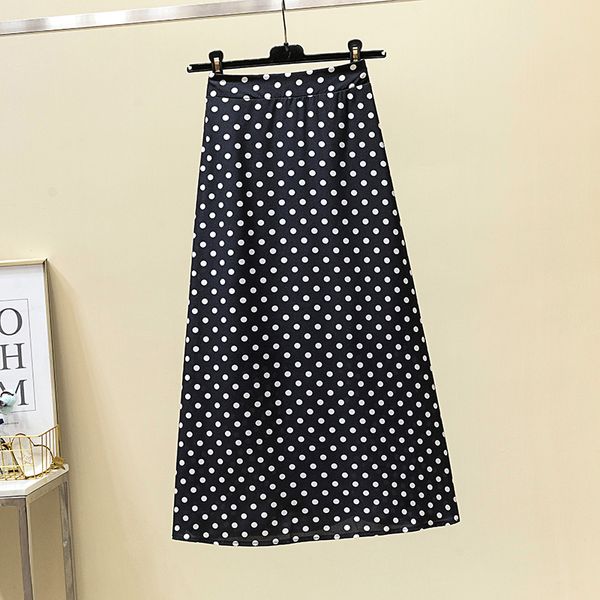 

fashion polka dot girls long skirt floral black elegant maxi office zipper skirts with lining plus size m30241