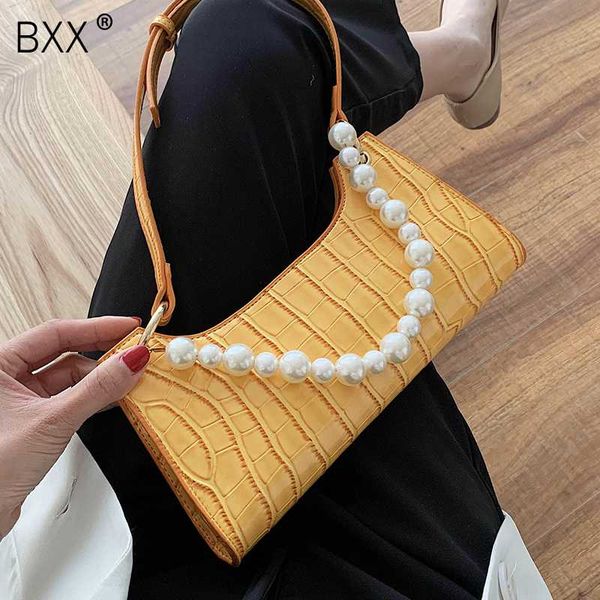 

bxx] stone pattern pu leather shoulder bags for women 2020 autumn pearl chain fashion ladies travel handbags and purses hl549