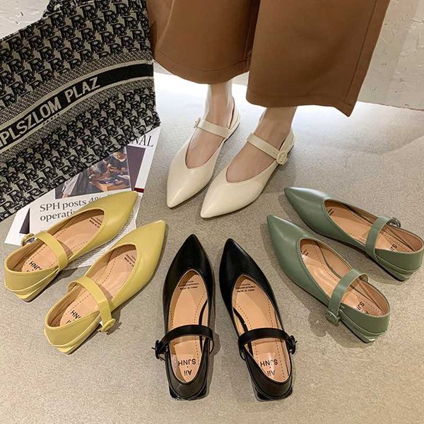 

2020 новых дизайнерских туфли toe остроконечных mary janes обувь женщина квартира цвет конфета самка мелкой одинарный zapatos mujer 8253n, Black