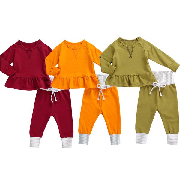 

0-24m cute baby boys girls clothes sets autumn winter toddler newborn infant baby boy girl long sleeve pullover +long pants, White