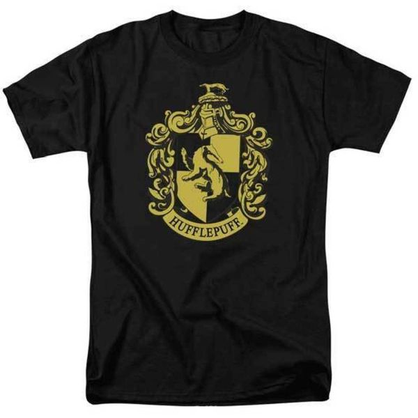 

fashion popular harry potter movie hufflepuff house crest t shirt, White;black