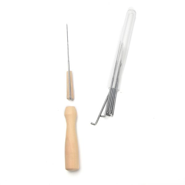 

1 set stick diy craft finger cots needle felting tools needles wooden handle