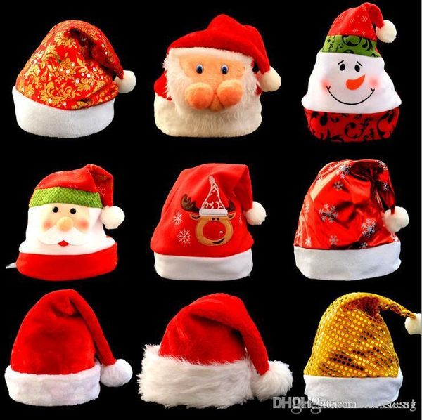 

bright christmas hat child cute santa claus caps xmas festivel party decoratives supplies candy colors gift bag