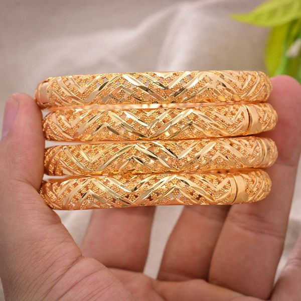 

annayoyo 4pcs/lot 24k gold color flower bangles bangles for women ethiopian middle east dubai wedding jewelry african gifts, Black