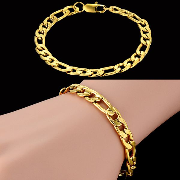 

vintage male bracelet gold color stainless steel link chain bracelet figaro chain link bracelets men jewelry bileklik pulseras, Black