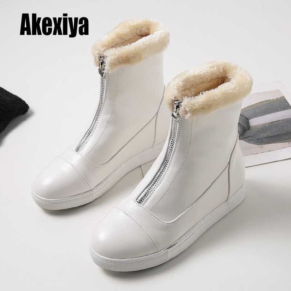 

мода зима boots ботинки снежка женщин плоский зимняя обувь теплая обувь меха полусапожки женщины плюс размер 43 k708, Black