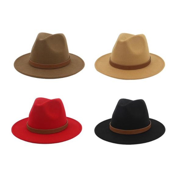 

fashion men lady wool blend fedora panama hat wide brim casual outdoor jazz cap women france style elegant sun hat, Blue;gray