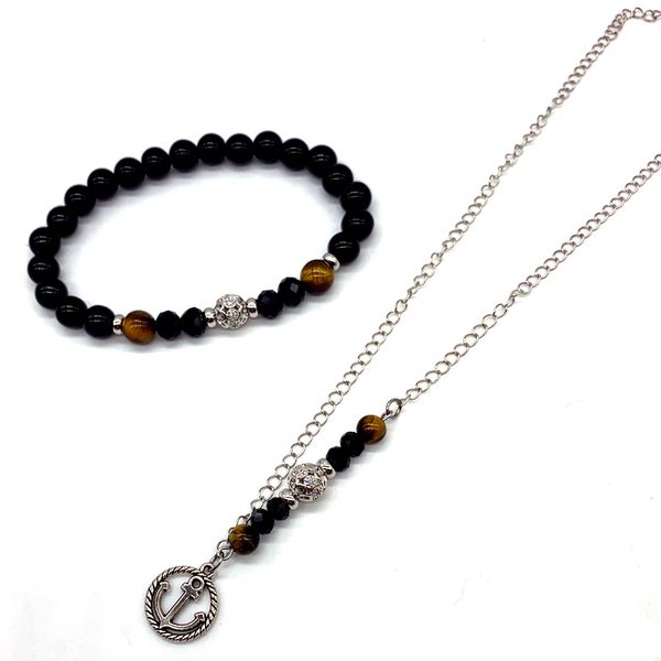 

модные 2pcs / комплект anchor ожерелье полый шар браслет мужчины женщины ожерелье из бисера браслет пара комплект ювелирных изделий, Silver