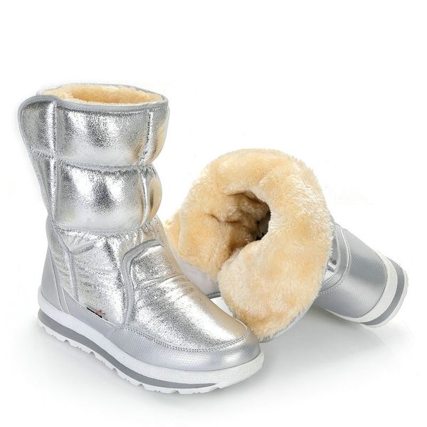 

winter boots silver women snow boots fur insole lady warm shoes girl fashion mid-culf nice looking, Black