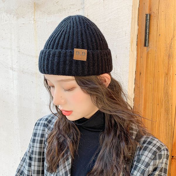 

beanie/skull caps knitted hat women men winter beanie boy skullcap sailor cap cuff brimless retro navy style melon short autumn, Blue;gray