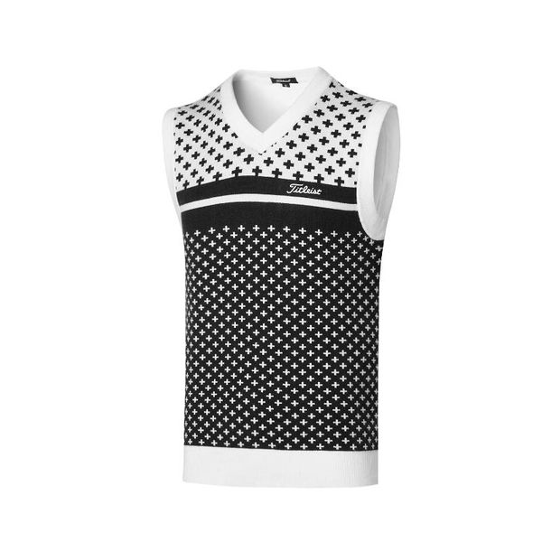 

men's new sports sleeveless vest golf sweater vest 3 color golf clothing leisure ing, Black;white