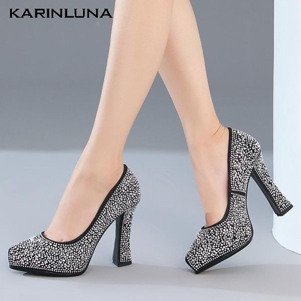 

karin новые высокие каблуки оптовая платформы скольжения на кристаллах лучшие партии качества свадебная обувь насосы женщины, Black