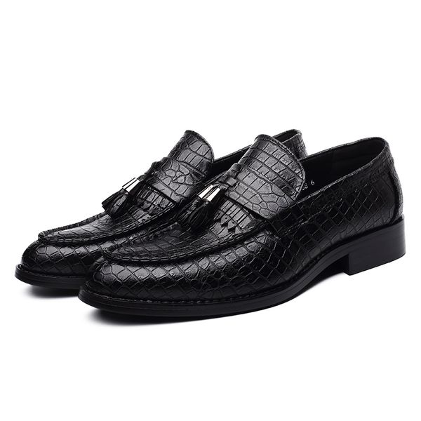 

dress shoes leather men pointed oxfords for slip-on business luxury formal, Black