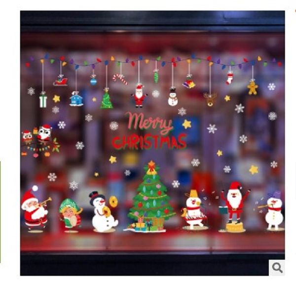 

2021 christmas decoration glass sticker window shop window decoration santa claus snowflake decoration pendant sticker 008