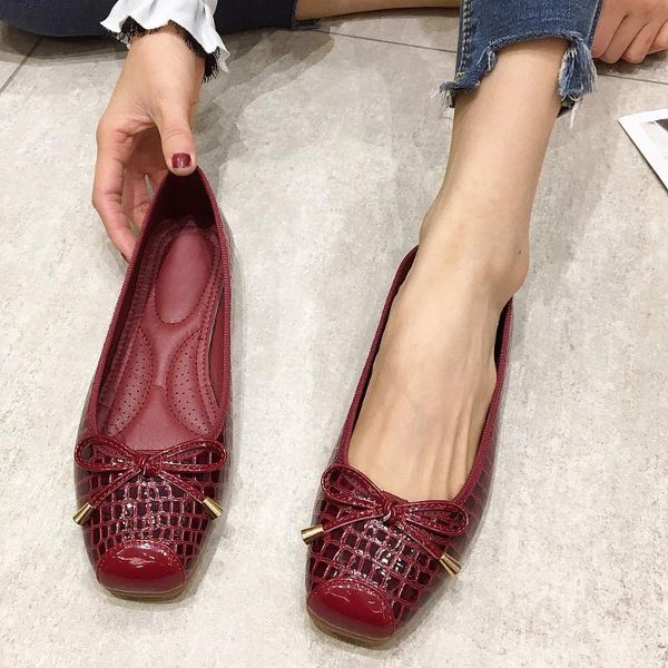 

2020 brand spring autumn women's flats slip-on woman snake print bowtie soft single shoes ladies females work ballet flats shoes, Black