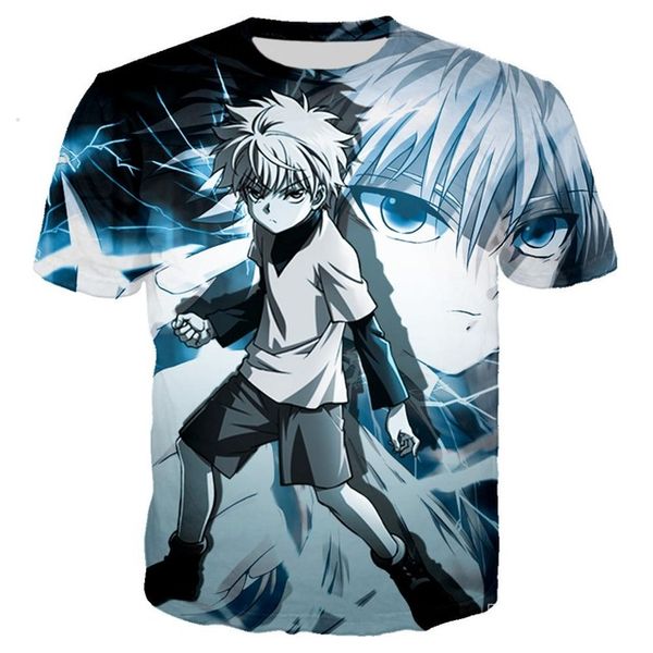 

anime killua hard rock hunter x hunter man 3d print shirts plus size plus size kawaii men clothing