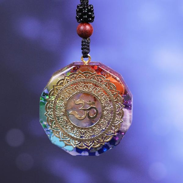 

orgonite pendant om symbol necklace chakra healing energy reiki necklace meditation jewelry handmade professional shop, Silver