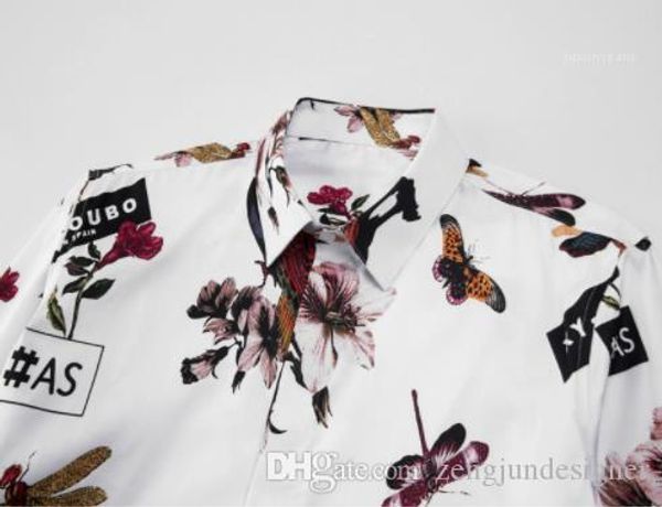 

рукав мода стиль homme одежда однобортный рубашка тройники mens цветочные печати летние повседневный отворотом шеи длинные, White;black