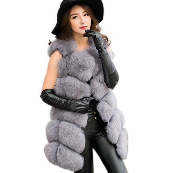 

women's fur & faux 2021 winter warm vests coat woc02, Black