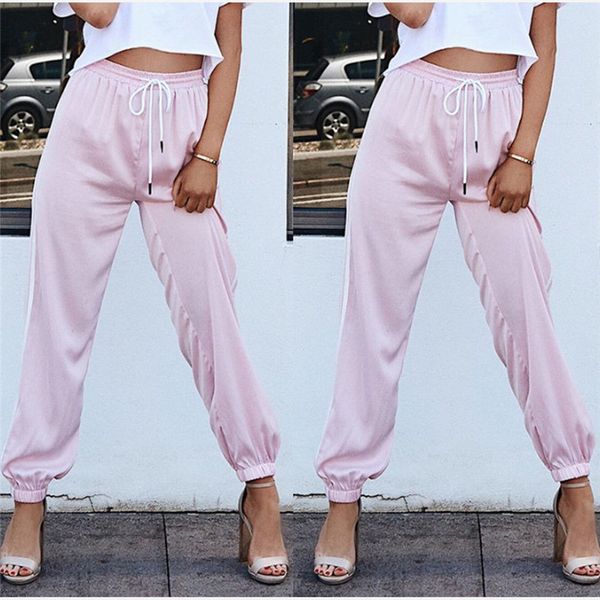 

women's pants & capris outdoor fitness leggings women sport loose casual side striped sweatpants trousers gym, Black;white